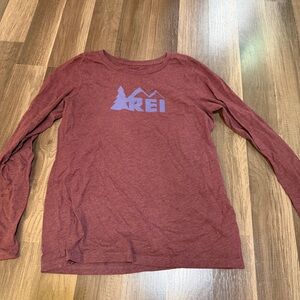 REI Burgundy Long Sleeve Gorpcore Logo yTee